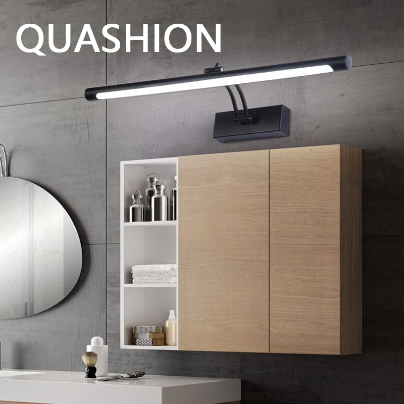 Modern Adjust Mirror Wall Lamp Chrome Gold Color Body Acrylic Lampshade Hotel Bathroom Sconce Light LED Customize Switch Lustres