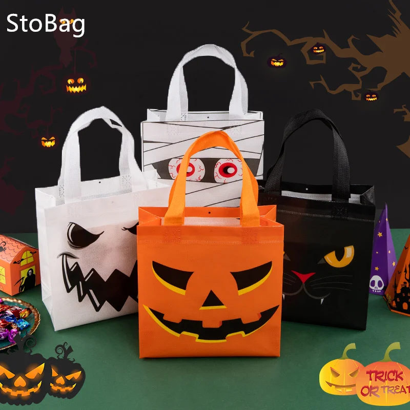 

12/30pcs Halloween Tote Bag Non Woven Shopping Packaging Snack Scary Witch Festival Kids Party Candy Gift Wholesale Supplies