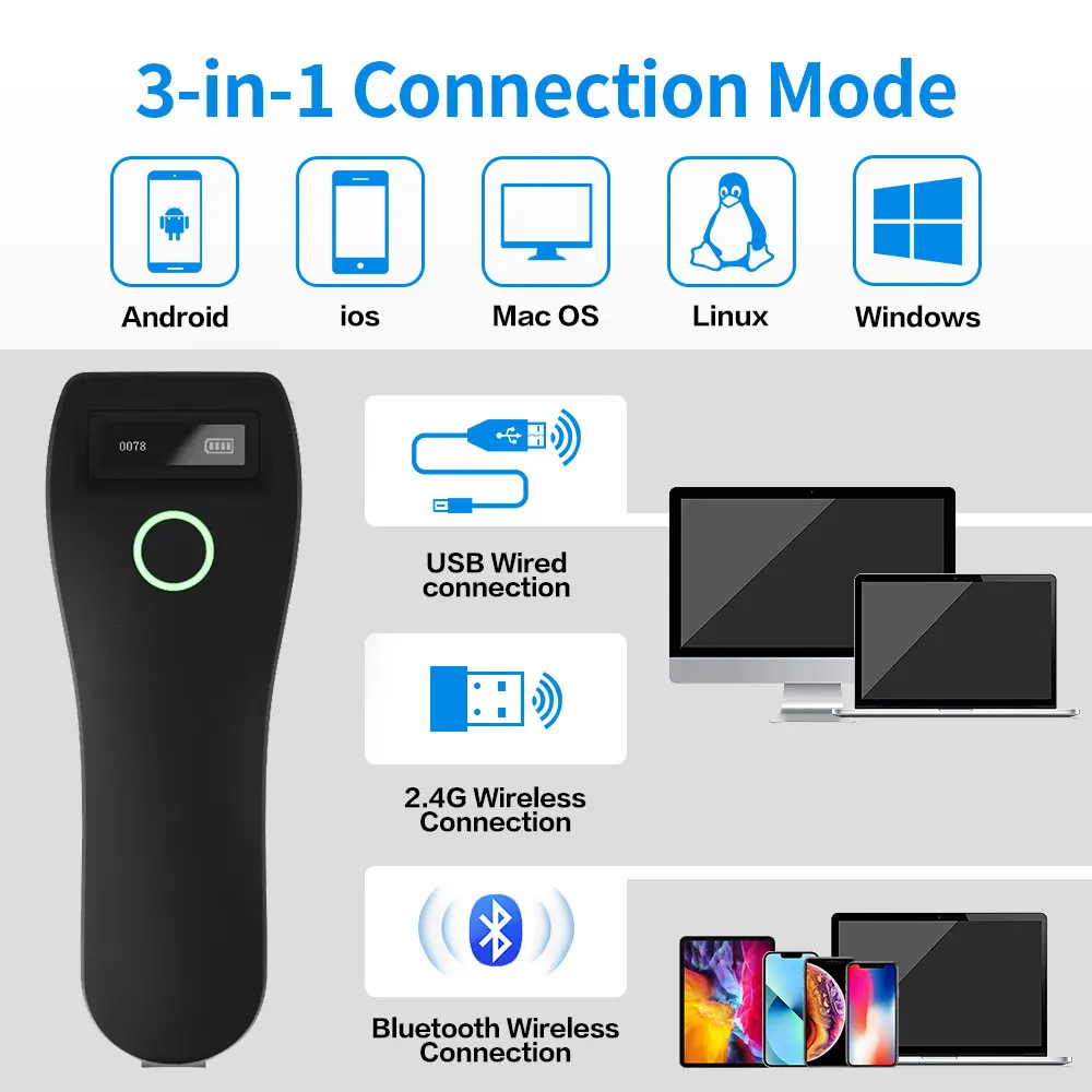 Bluetooth Barcode Scanner Wireless Handheld 1D 2D QR Bar Code Reader Mini Pocket NETUM c750 c740 c990 HBA-300R HBA-W6 Scanners