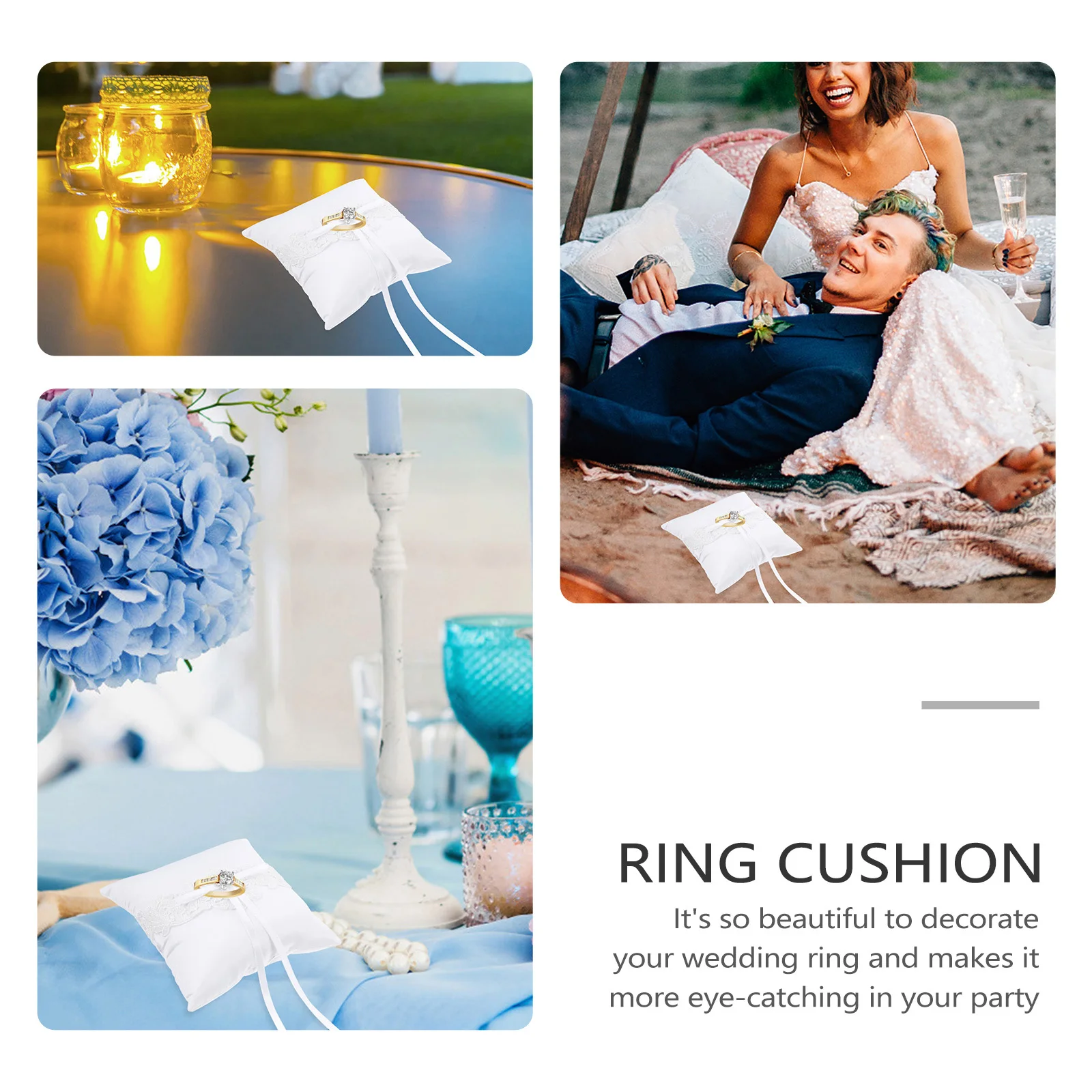 

Wedding Ring Pillow Lace Ring Holder Bows Ribbon Design Romantic Bridal Cushion Engagement Ceremony Wedding Supply