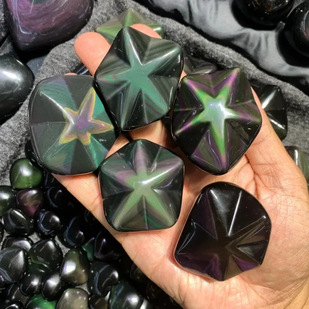 1 unidad de esculturas de estrellas de obsidiana arcoíris que soplan la mente de Jalisco, ideales para decoración del hogar y regalos únicos