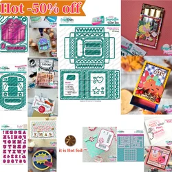 Christmas Letter Square Ticket Box Candy Metal Cutting Dies Hot Foil Stencils DIY Scrapbook Craft Decoration Embossing Template