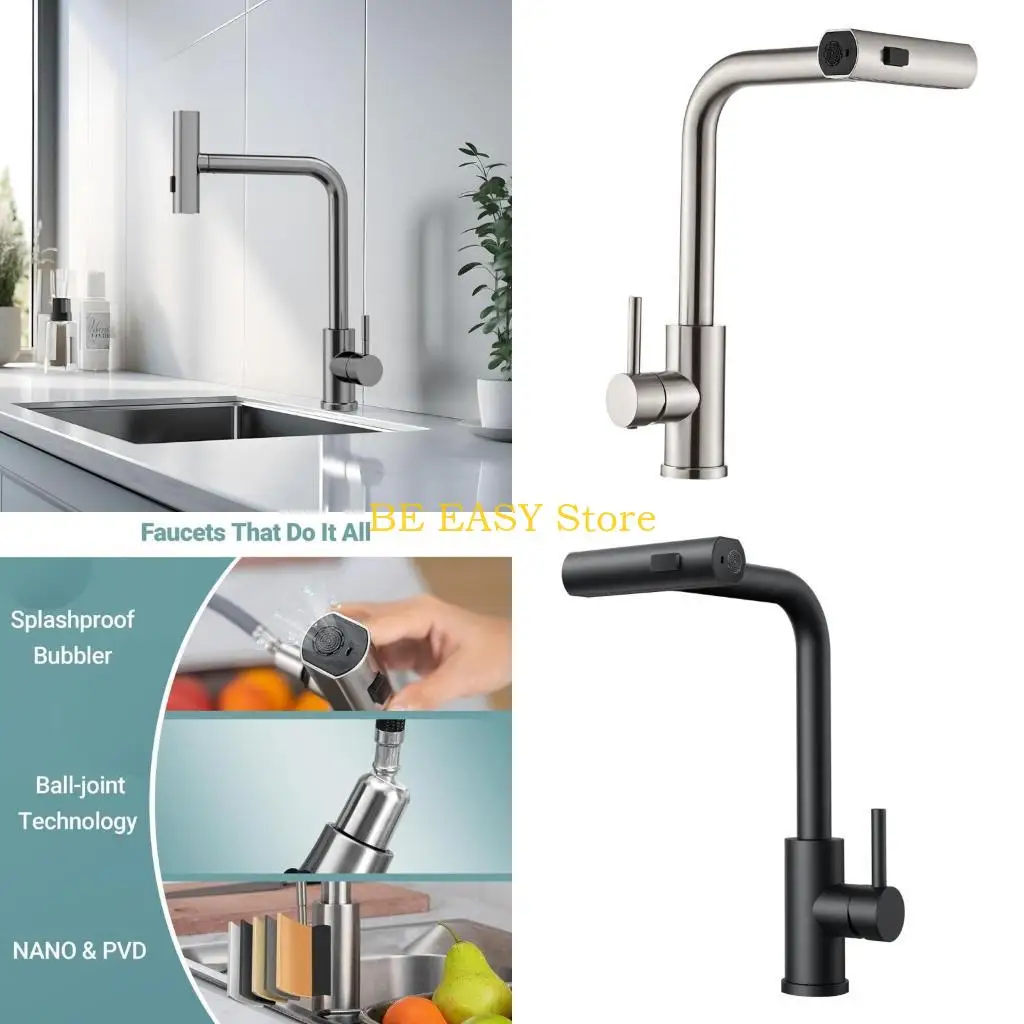 

E28f Профессиональный вытягивающий кухонный кран современный вытягивание кухонной раковины смеситель 360 вращение стальная кран