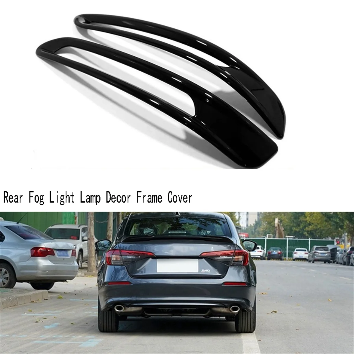 Car Rear Fog Light Lamp Decor Frame Cover Trim Decorative Sticker Exterior Accessories for Honda Civic 11Th Gen