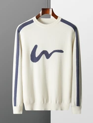 New Men O-neck 100% Merino Wool Pullover Long Sleeve Cashmere Sweater Autumn Winter Soft Knitwear Smart Casual Korean Jumpers