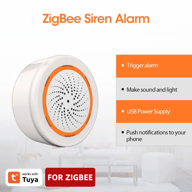 Tuya Zigbee WiFi Smart Siren Alarm Sensor Smart Home Security Protection Sound Light Alert Siren Works With Tuya Smart Life APP