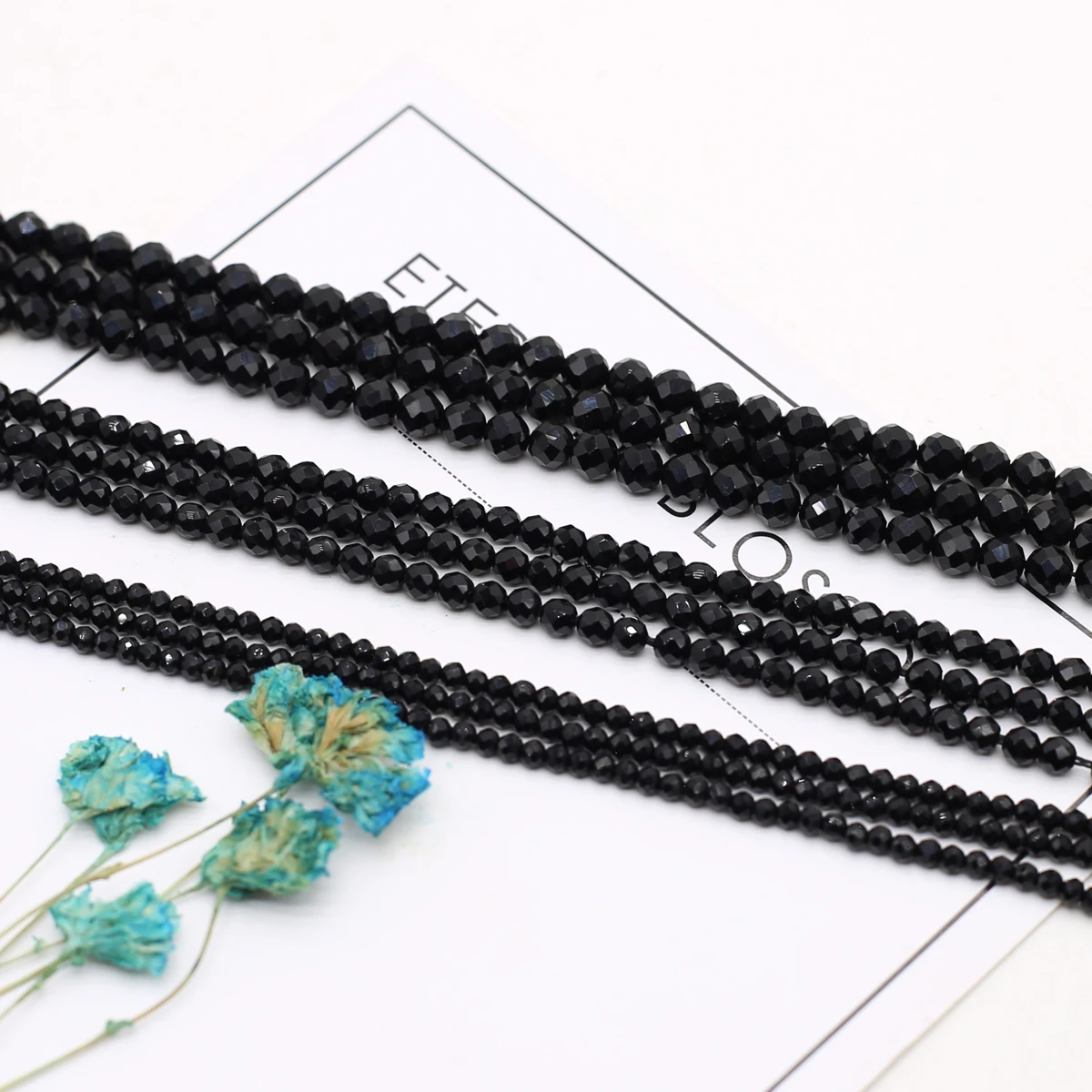 Natural Stone Faceted Beaded Black Agates Gemstone Isolation Loose Beads for Jewelry Making Diy Necklace Bracelet Accessories