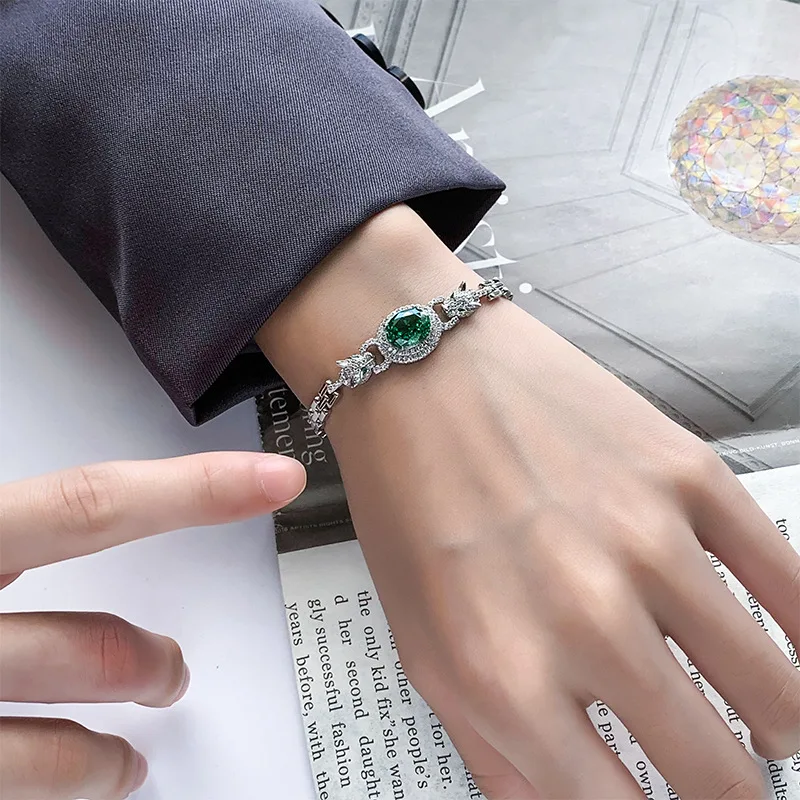 Jewelry European and American High Carbon Diamond Ice Flower Cut Leopard Retro Bracelet Hand Ornament Main Stone 8*10