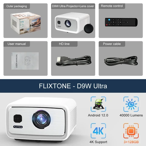 FlixTone D9W Ultra 3000 ANSI Full HD 1080P Проектор