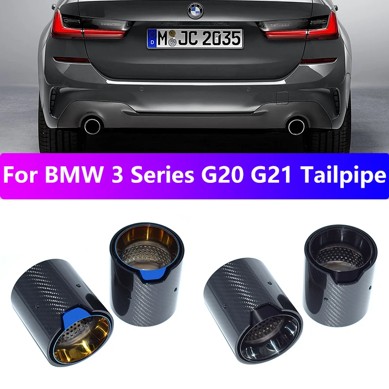 

For 2019-2024 BMW 3 Series G20 G21 318i 320d 330i 330e exhaust pipe cover upgrade carbon fiber black muffler nozzle tip