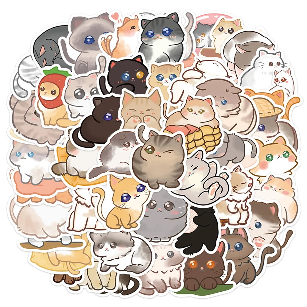 

10/30/60pcs Kawaii Cat Waterproof Stickers for Diary Scrapbooking Guitar Phone Laptop Skateboard Aesthetics Decal Sticker Toys
