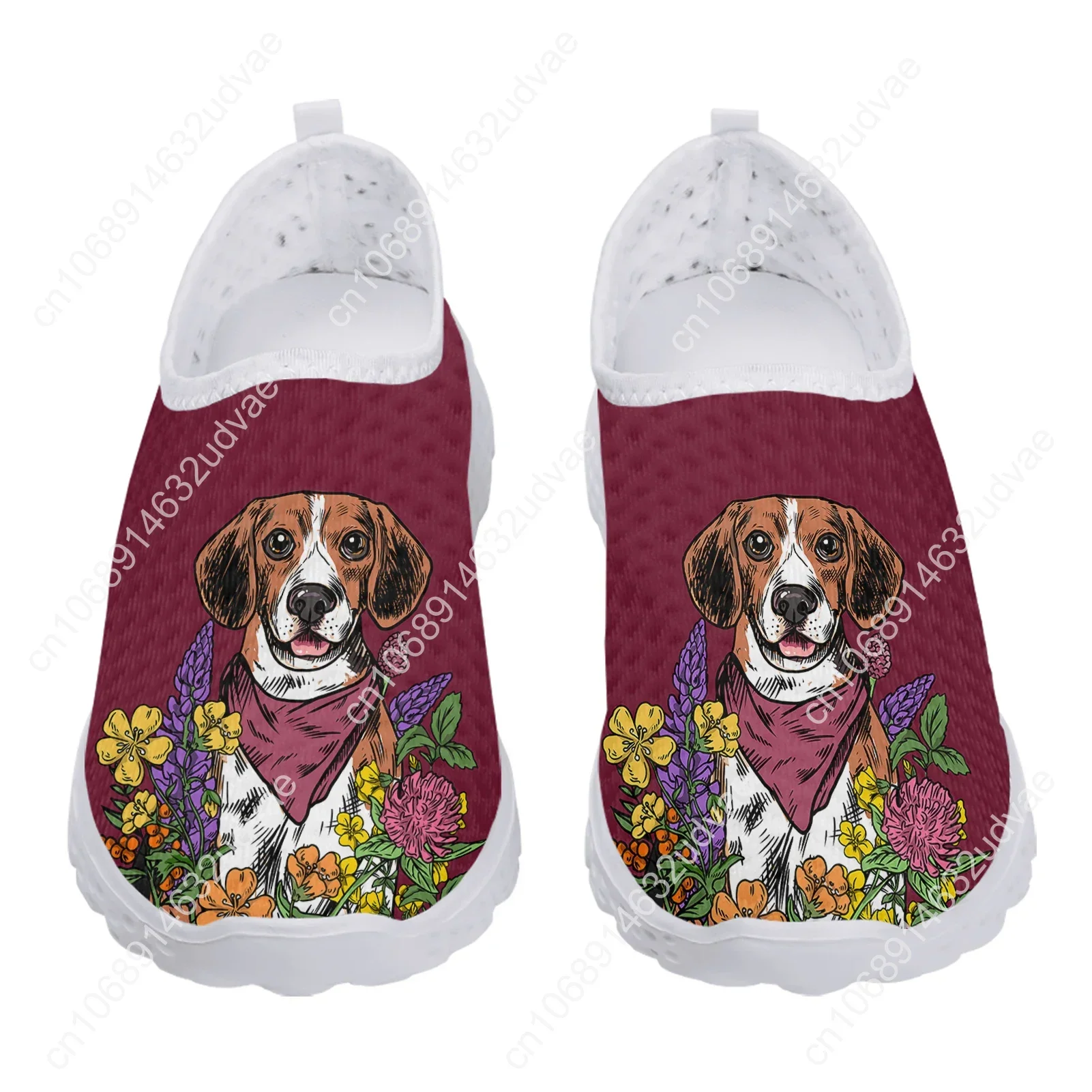 Lovely Beagle Labrador Flower Design Lightweight Breathable Shoes Pet Dog Print Casual Shoes Platform Sneakers