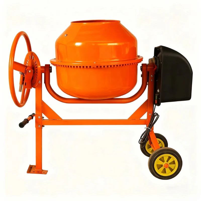 Efficient and convenient portable concrete mixer for electric mixing of concrete slurry on construction sites