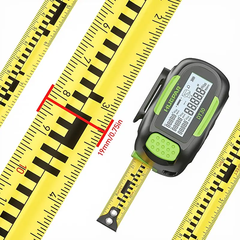 Huepar DT30 Laser-Maßband, Laser-Entfernungsmesser, Messung des digitalen Laser-Entfernungsmessers, hohe Präzision, mit LCD-Display