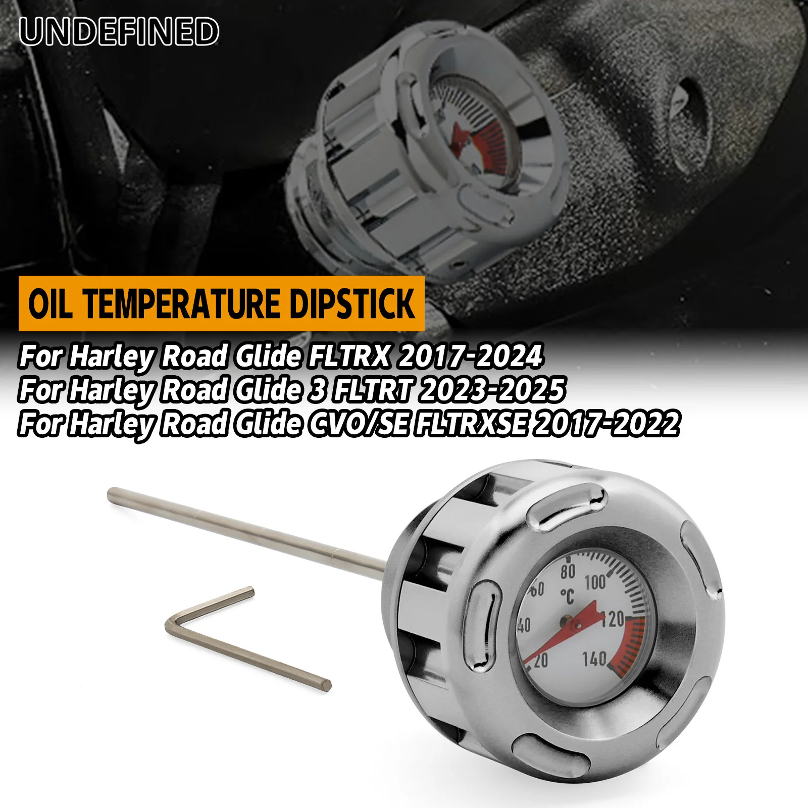 Aluminum Oil Dipstick Temp Gauge For Harley Touring Road King Road Street Glide Freewheeler FLHR FLHX FLTRX FLRT 2017-2025