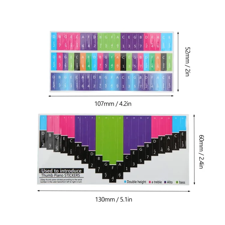 

Красочные наклейки в масштабе Калимбы, наклейки для клавиш фортепиано с большим пальцем, украшение для музыкальной ноты для начинающих, 17/21 клавиш, универсальные