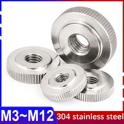 304 Stainless Steel GB807 Knurled Hand Thin Nut Through Hole Flat Head Flat Nut Lock with Step M3 M4 M5 M6 M8 M10 M12