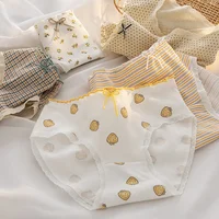 1 Pack Women Ultra-Soft Cotton Briefs Ditsy Floral Gingham Panties Ladies Sexy Lingerie Breathable Mid Rise Underwear M-4XL 4