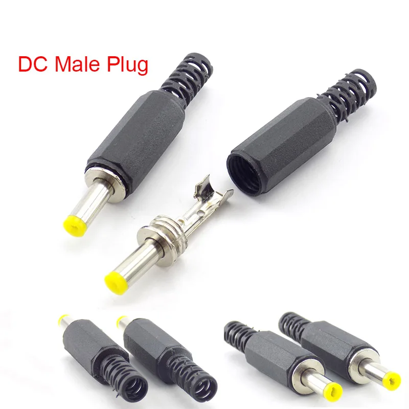 2/5/10pcs DC Male Power Plug Electrical Socket Adapter Connector Plastic Handle Yellow Head Headphone Microphone Converter E1