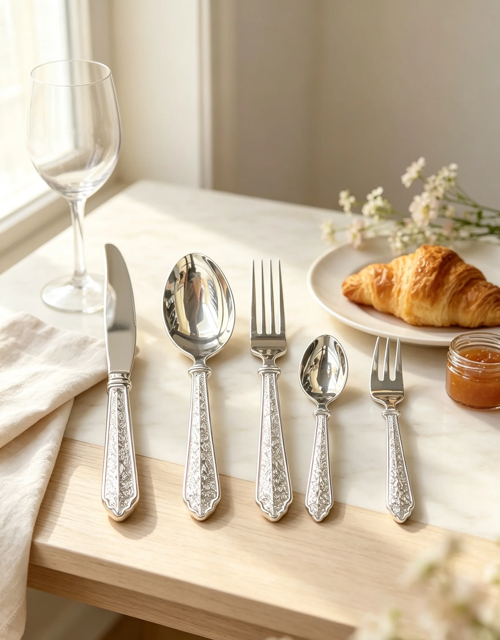 420/304 Stainless Steel Cutlery Set, European Style Classic Handle Tableware Silverware Model B