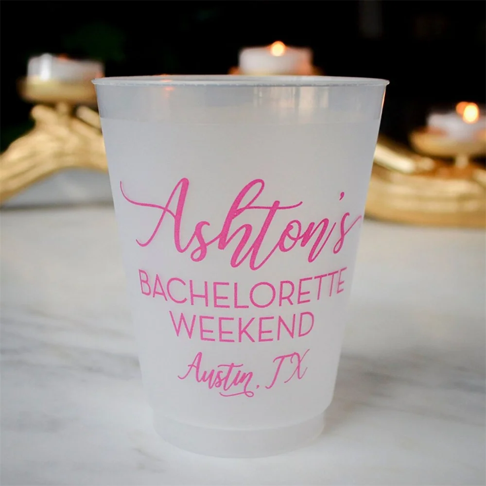 Girls Weekend Bachelorette Cups, Plastic Party Cups, Frosted Cups, Personalized Cups, Bachelorette Weekend, Austin Texas Bachelo