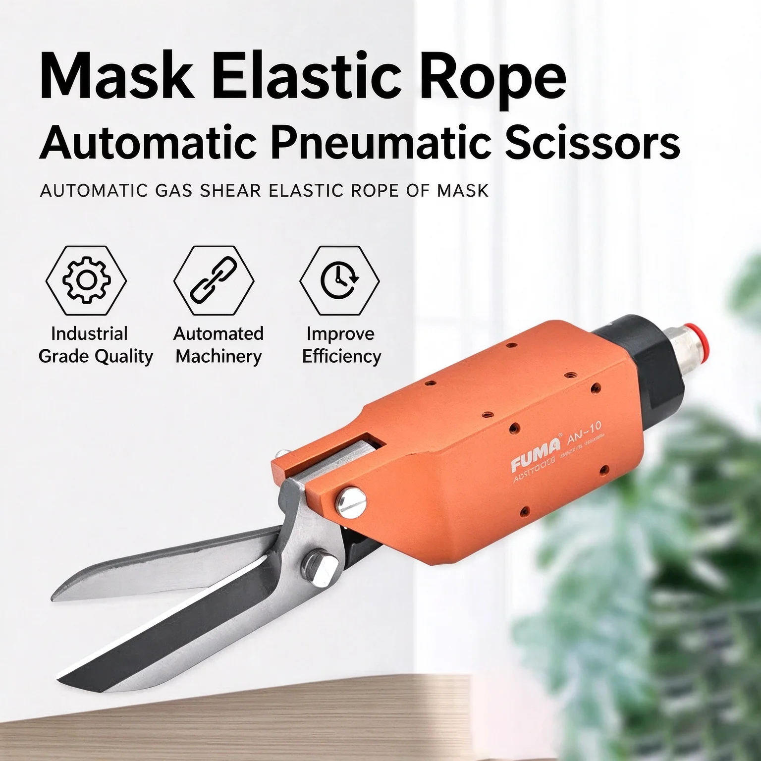 AM10 Face Mask Machine with Elastic Cord Pneumatic Scissors 100S Staggered Cut Tool for Ear Loop Cloth Cutter