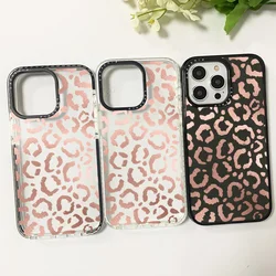 Silicone Soft Shockproof Case For Iphone 13 14 15 Pro Max Fashion Rose Gold Leopard Print Clear 12 13 Mini 7 Plus X XR XS Cover