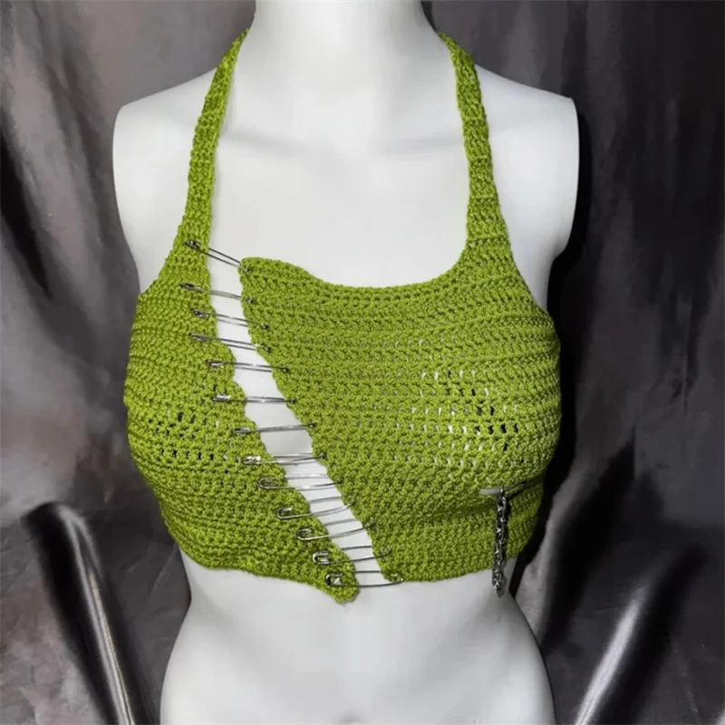 New Summer Fashion Sleeveless Slim Camisole Contrast Color Women Knitted Sling Sexy knit vest suspenders beach sea party costume