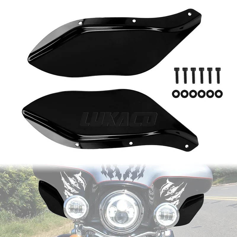 Motorcycle Black ABS Wings Air Deflectors Windshields Side Batwing Fairing Wind Deflector For Harley Electra Street Glide 83-13