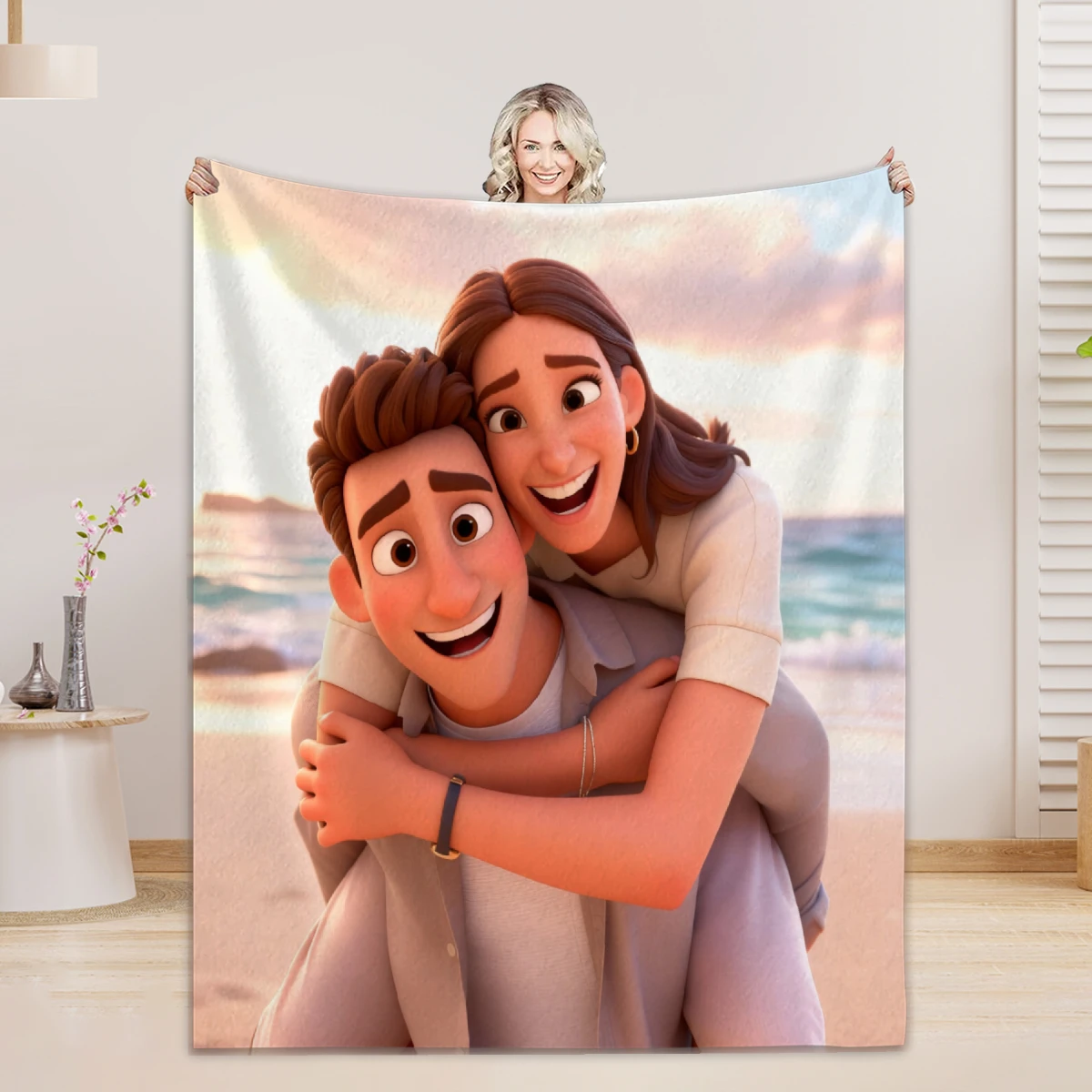 1PC Custom Personalized Blanket Personal Photo Flannel Bed Blanket Birthday Wedding Couple Valentine's Day Holiday Gift Blanket