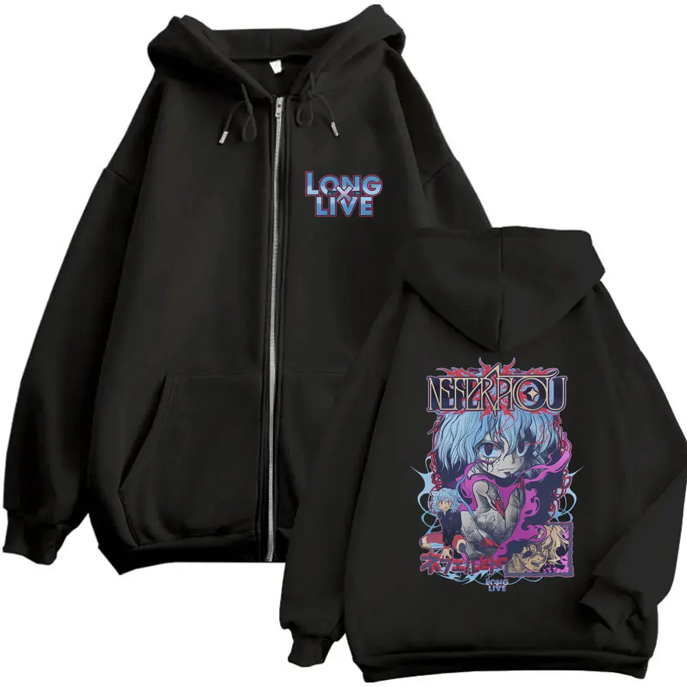 

Anime Hunter X Hunter Graphic Zipper Hoodie Cartoon Killua Zoldyck Zip Up Hoodies Men Women Casual Vintage Oversized Jacket Coat
