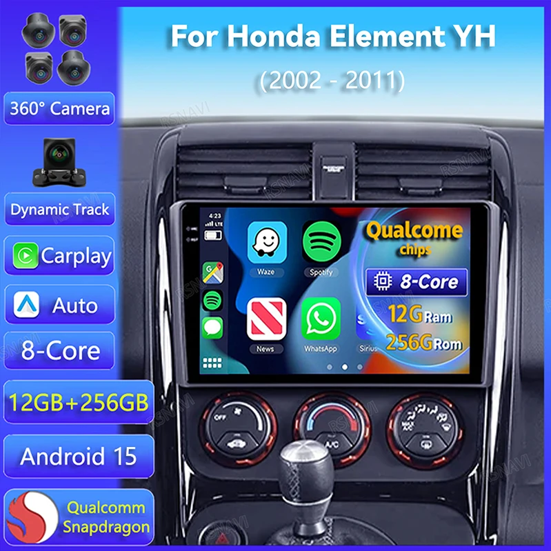 Android 15 Carplay Auto For Honda Element Yh 2002 - 2011 Car Radio Gps Navigation WIFI+4G Video Player Stereo Head Unit Wireless-image