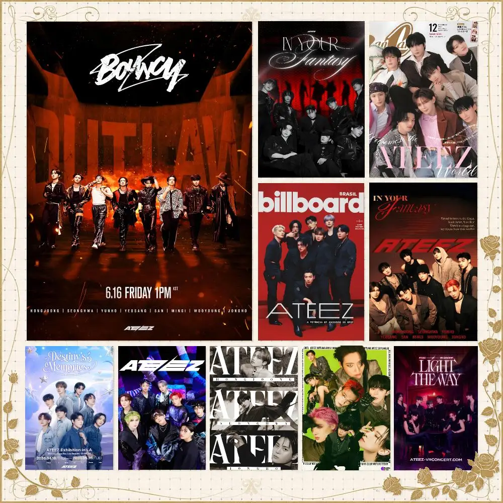 Group A-ATEEZ K-Pop Performance Poster Wall Art Bedroom Living Room Dorm Bar Cafe Gym Studio Home Decor Gifts