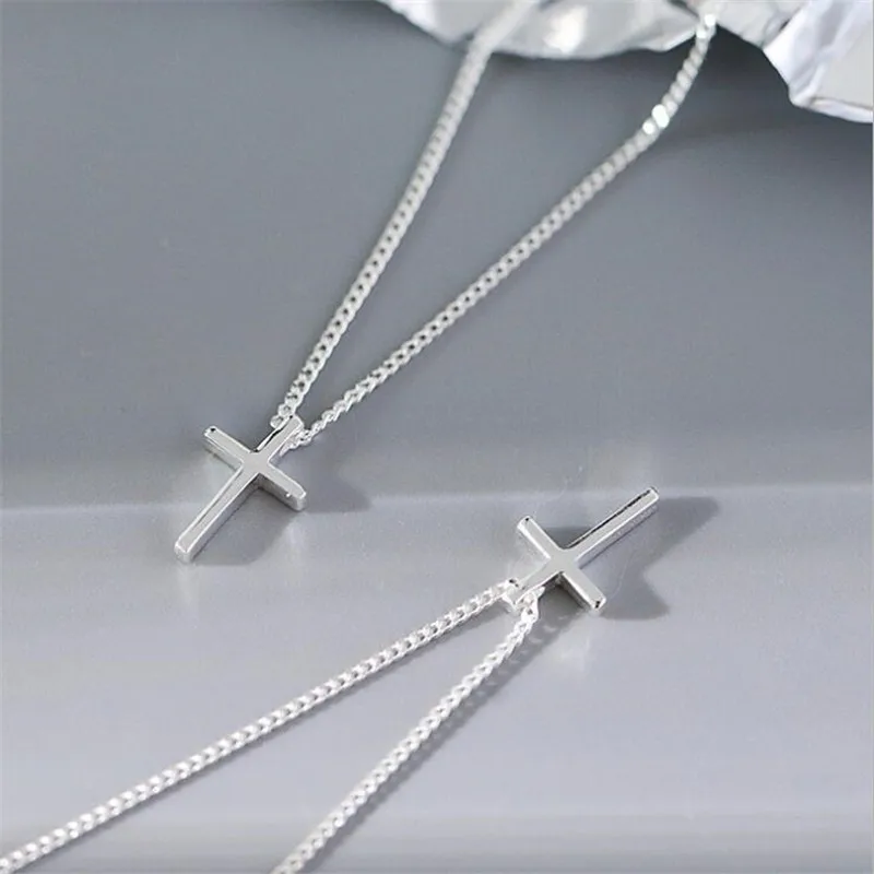 UiniTail hot new 925 Tibetan silver cross simple pendant necklace Japan and South Korea fashion trend wild student jewelry XL205