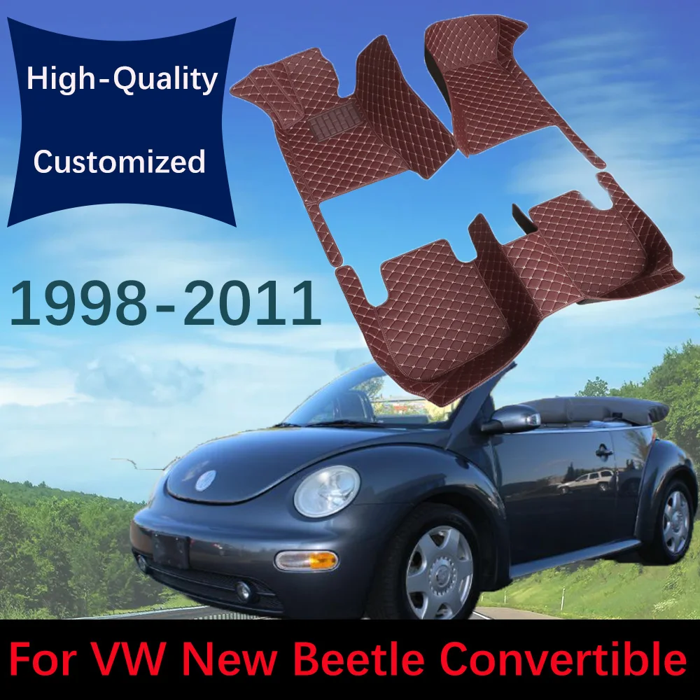 

Custom Leather Car Floor Mats For VW Volkswagen New Beetle Convertible 1998~2011 Automobile Carpet Rugs Foot Pads