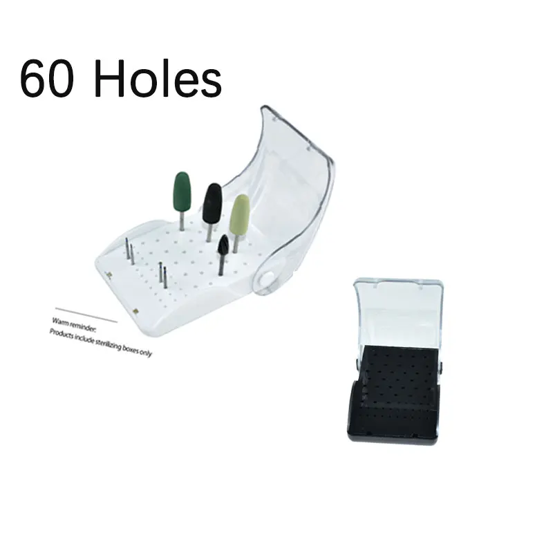 60 Holes Dental Bur Box Drill Bit Plastic Placement Box Sterilizer Case for Ra/fg Burs Dentist Device