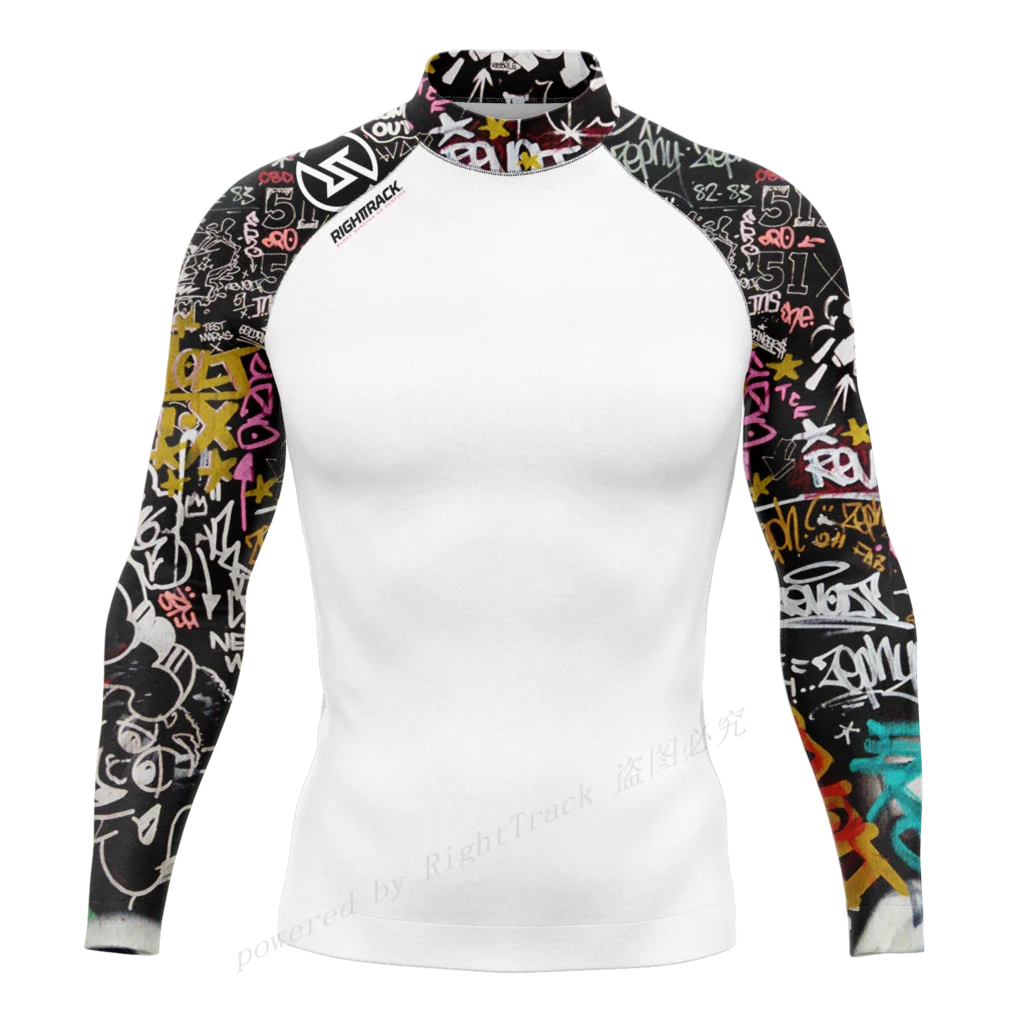 Hot Men's Rashguard Long Sleeve Surfing Shirts Sunscreen Lycra Fabric Surf Sweatshirt UV Protection RightTrack Swimwear