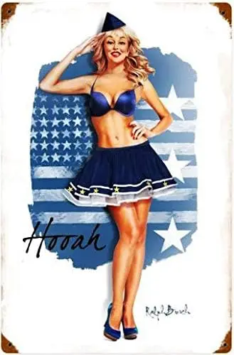 Vintage Air Force Girl Pin Up Girl Sexy Girl Man Cave Metal Tin Sign Home Bar Kitchen Restaurant Wall Deocr Plaque Signs 12 sign