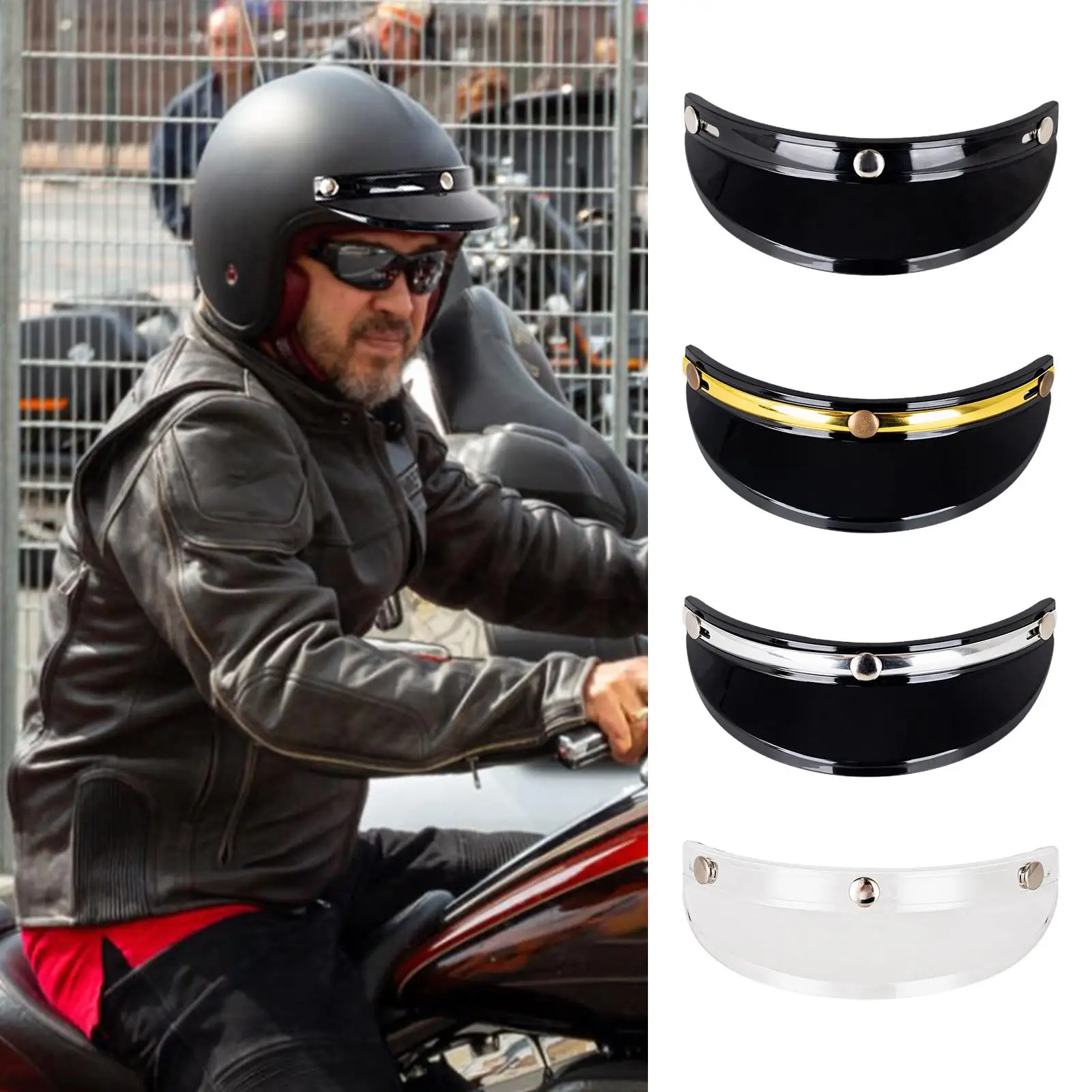 Vintage Helmet Visor Universal Sun Shade For 3/4 Helmets Helmet brim three button hat brim sunshade hat Accessories