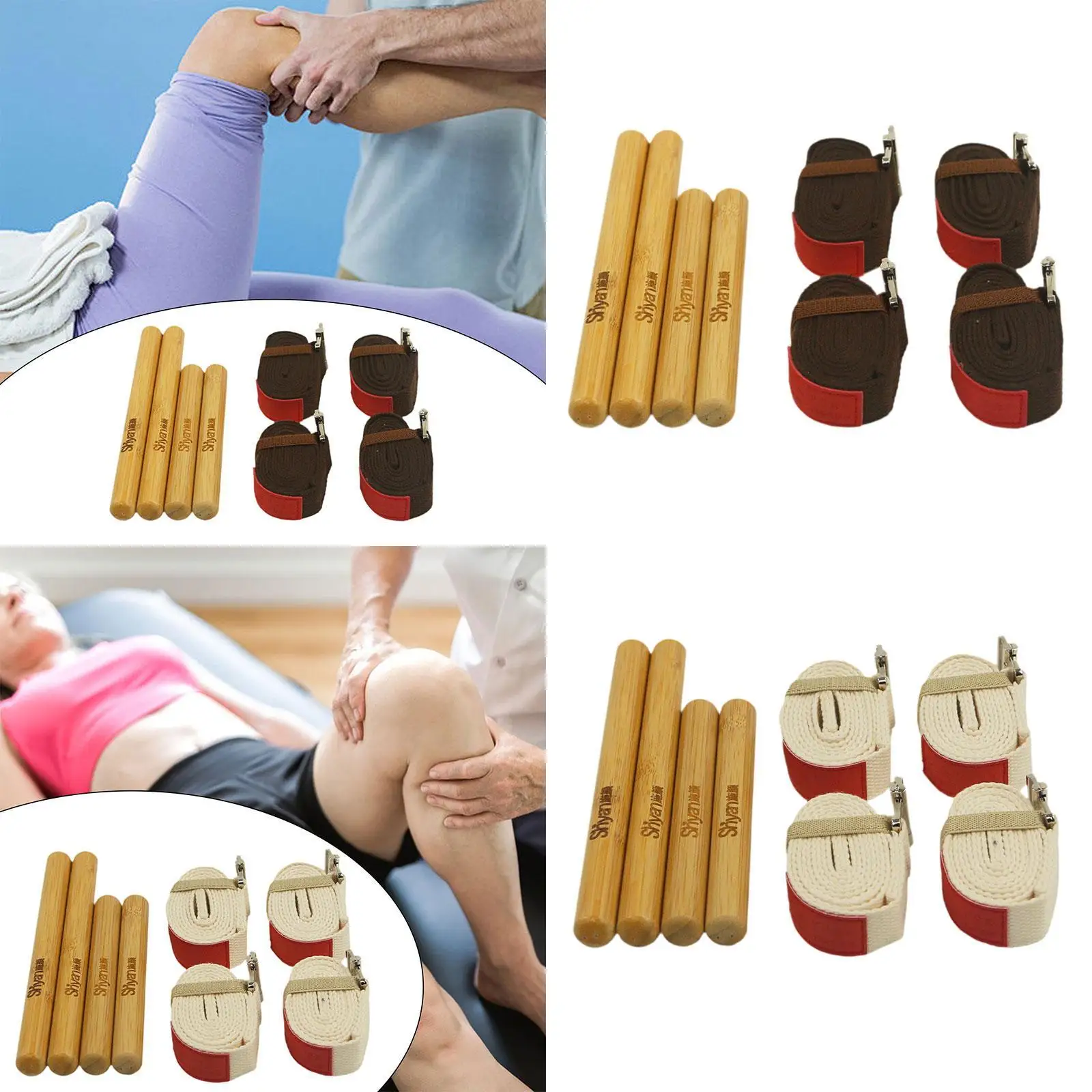 Bamboo Massage Sticks Set Yoga Assistance Massage Roller Muscle Relief Knee Joint Therapy Wood Bamboo Massage Roller Sticks