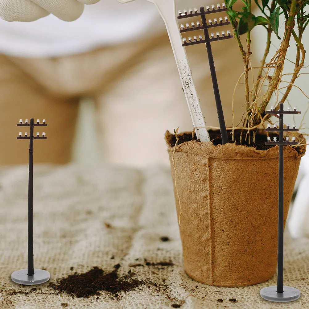 6Pcs Miniature Telegraph Poles Premium ABS Sand Table Decor for Micro Landscape DIY Scene Building Accessories view 6