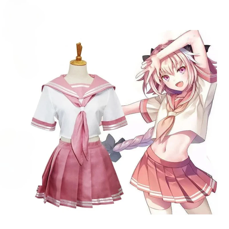 Anime Astolfo Cosplay Costumes Japanese Student School JK Uniforms Women Halloween Christmas Sailor Full Sets Party Costume