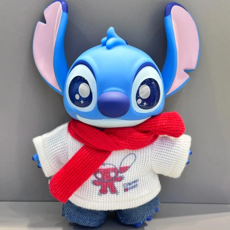 Stitch Dress-Up Show Series-caja ciega de felpa de vinilo, muñeca bonita, ropa divertida a la moda para muñeca bebé, traje, bolsa, colgante, regalo ornamental para el hogar