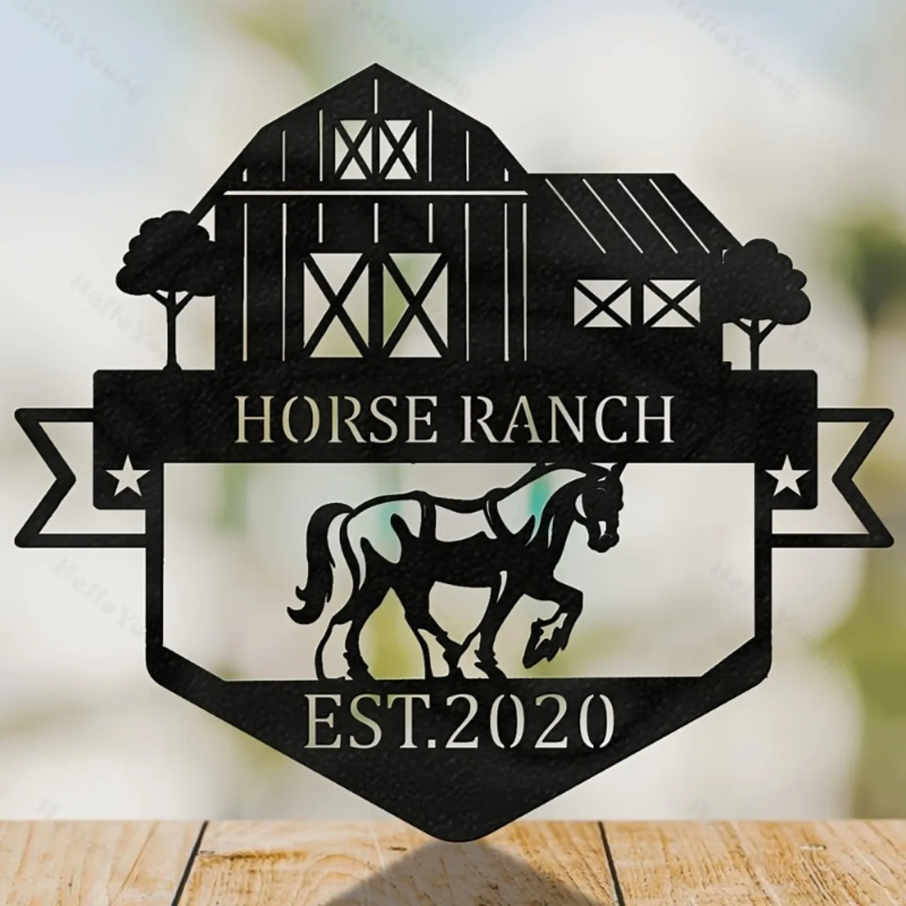 Anpassbares Bauernhaus-Namen-Metallschild, personalisiertes Pferd, Ranch, heißer Verkauf für Outdoor-Famili Ranch-Dekoration.