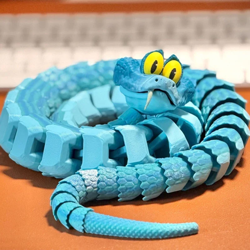 لعبة مطبوعة ثلاثية الأبعاد على شكل حيوان مدينة غاري، ثعبان، ثعبان أزرق، لعبة تخفيف التوتر المتحركة، دمية ثعبان مقلدة، هدية عيد الميلاد