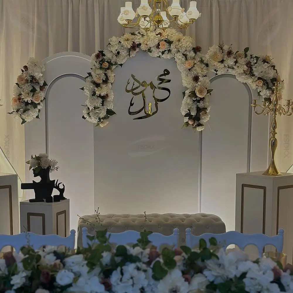 

FSDKX Customizable Luxury Wedding Banquet White 3Pcs A set Arch Wedding Decoration Pvc Backdrop Panel Decoration Board
