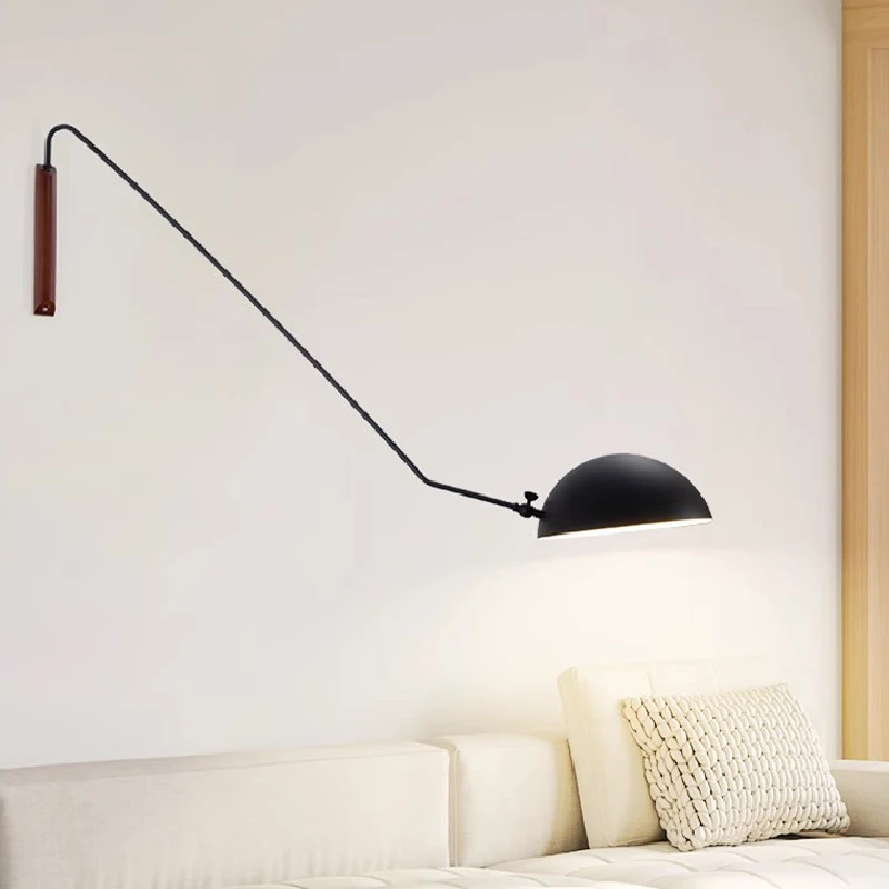 longo braco balancim lampadas de parede madeira macica rotatable swing lamp bedroom bedside living room reading wall lights dourado preto 01