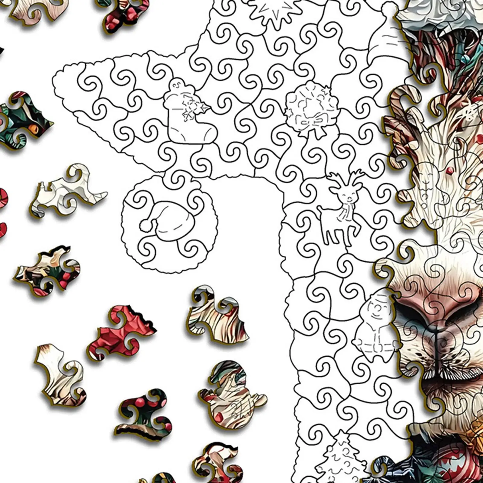 

Рождественские пазлы, деревянные с банкой для монет, красочные сложные головоломки с оленями для отдыха, отдыха, отдыха, взрослых, детей, мальчиков и девочек