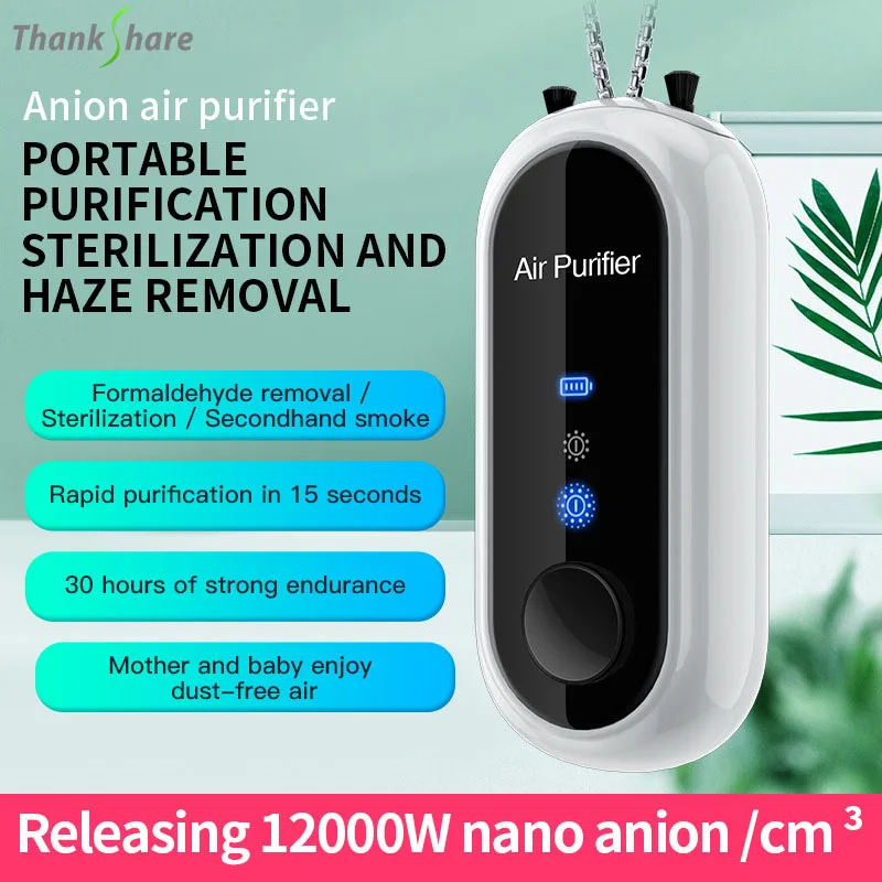 USB Charge Air Ozonizer Purifier Portable Home Ionizer Personal Necklace Wearable Air Purifier Negative Ions Ozone Machine