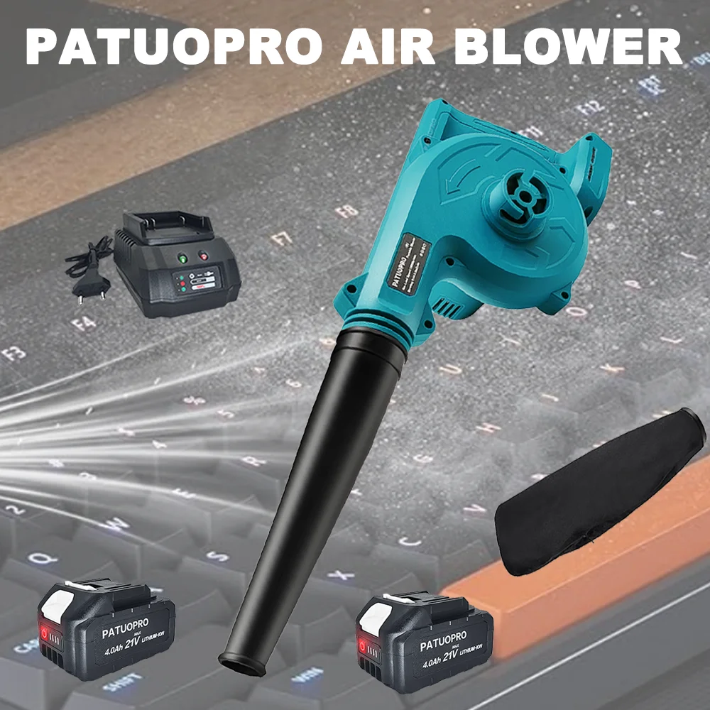 PATUOPRO 2 In 1 Cordless Electric Air Blower Handheld Leaf Computer Dust Collector Cleaning Power Tools For Makita 18V Battery